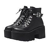 Image of Battling Blades Chunky Gothic Black Winter Lace Up Boots - Women's