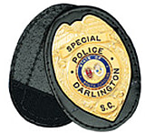 Image of Boston Leather Oval Recess. Badge Holderclip.
