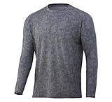 Image of HUK Performance Fishing Huk Waypoint Running Lakes Long Sleeve Shirt Overcast Grey L 8B7C7E49 - Men's