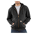 Image of Carhartt Thermal-Lined Hooded Zip-Front Sweatshirt - Men's-Charcoal Grey Heather-X-Large-Tall