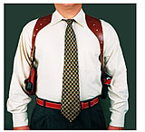 Image of DeSantis Right Hand Tan New York Undercover Shoulder Holster w/ Double Mag Pouch 11DTAC7G0 - SIG P228; P229