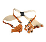 Image of DeSantis Right Hand Tan New York Undercover Shoulder Holster w/ Double Mag Pouch 11DTAB8G0 - S&amp;W 59-43, 59-44, 59-46