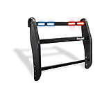 Image of Pro-Gard Industries Black Powder Coated Steel, Standard Push Bumper W/ Integrated Eight Head, 1/2 Red 1/2 Tir3 Led Lightbar