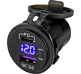 Image of Sea-Dog Round USB &amp; USB-C Power Socket w/Hidden Voltmeter