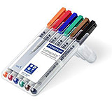 Image of Staedtler Lumocolor Non-Permanent Superfine Pen Pack - 6 Colors w/ Stand-Up Box