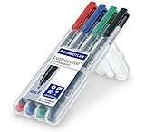 Image of Staedtler Lumocolor Permanent F Width Pen Pack - 4 Colors w/ Stand-Up Box