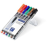 Image of Staedtler Lumocolor Permanent M Width Pen Pack - 6 Colors w/ Stand-Up Box