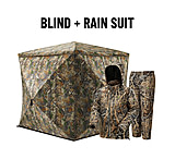 Image of TideWe FlipGuard 270 3-4 Person Pop-Up Hunting Blind &amp; Waterproof Rain Suit Bundle F61B4826