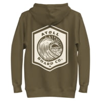 Atoll Board Co Unisex Hoodie with Atoll Wave Graphic - Military Green, L - Military Green,L 4AC83129