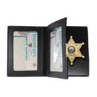 Boston Leather Book Style Badge Case With 2 Id Windows, Soft Leather