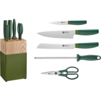 HENCKELS ZWILLING Now S 6pc Block Set Grn Stainless Steel Kitchen Knife