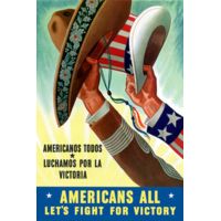 iCanvas Americanos Todos Luchamos Por La Victoria Vintage War Poster by Stocktrek Images - Canvas Print