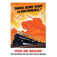 iCanvas WWII Poster Of Tanks Rolling Into Battle And A Locomotive In by Stocktrek Images - Canvas Print