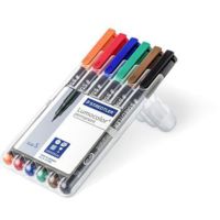 Staedtler Lumocolor Permanent Superfine Pen Pack - 6 Colors w/ Stand-Up Box