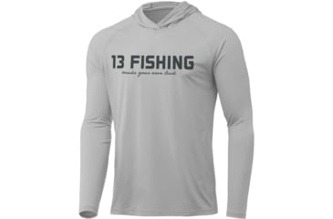 Image of Rapala James Pond Long Sleeve Logo Performance Hooded Shirts - Men's, Gray/Black, Large, PSLS4-L