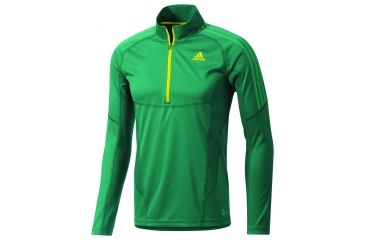 Image of Adidas Terrex Swft Long Sleeve 1/2 Zip Tee - Men's-Sub Green-Medium