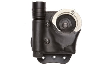 Image of Aker Leather Model 618 D.M.S. Flashlight And Handcuff Cases, Right, Snap, Plain, Black, A618BPR