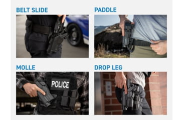 Image of Alien Gear Holsters Rapid Force Level II Light Bearing Paddle Holsters, Glock 19, Left, Matte, Black, 00193858024257