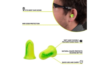 Image of Allen ULTRX Tapered Foam Ear Plugs, Yellow/Lime Green, 25 Pair, NRR 32dB, 4116
