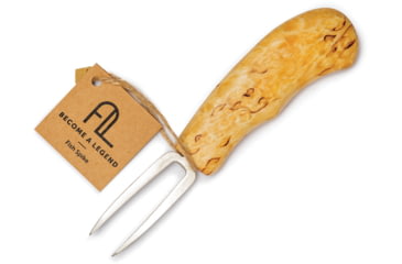 Image of Arctic Legend Curly Birch Fish Spike Knife, 6.5in Overall, 2.25in Stainless Double Prong Spike, Curly Birch Handle, AL-047