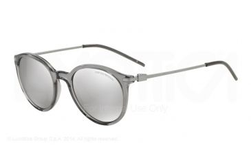 Image of Armani EA4050 Sunglasses 53826G-50 - Transparent Grey Frame, Light Grey Mirror Silver Lenses