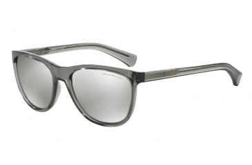 Image of Armani EA4053 Sunglasses 53726G-57 - Transparent Grey Frame, Light Grey Mirror Silver Lenses