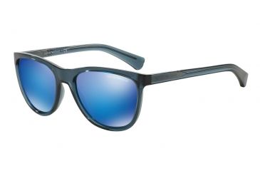 Image of Armani EA4053 Sunglasses 537355-57 - Transparent Blue Frame, Green Mirror Light Blue Lenses