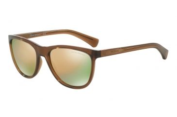 Image of Armani EA4053 Sunglasses 53744Z-57 - Transparent Brown Frame, Grey Mirror Rose Gold Lenses