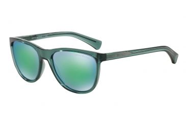 Image of Armani EA4053 Sunglasses 537531-57 - Transparent Green Frame, Light Blue Mirror Green Lenses