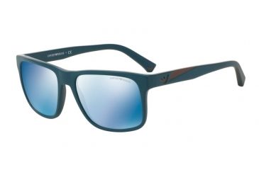 Image of Armani EA4071F Sunglasses 550855-56 - Matte Petroleum Frame, Mirror Blue Lenses