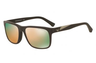 Image of Armani EA4071F Sunglasses 55094Z-56 - Matte Brown Frame, Grey Mirror Rose Gold Lenses
