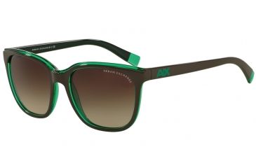 Image of Armani Exchange AX4031 Sunglasses 814613-55 - Brown/bright Spearmint Trans Frame, Smoke Brown Gradient Lenses
