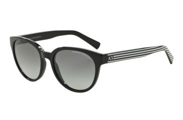 Image of Armani Exchange AX4034 Sunglasses 815311-54 - Black / Black White Stripe Frame, Grey Gradient Lenses