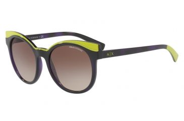 Image of Armani Exchange AX4064SF Sunglasses 822613-55 - Violet Havana/lime Frame, Brown Gradient Lenses