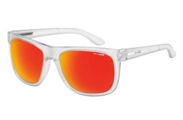 Image of Arnette Firedrill Single Vision Prescription Sunglasses, Fuzzy Clear Frame, Red Mirror Lens-AN4143-35SV