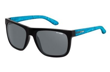 Image of Arnette Firedrill Single Vision Prescription Sunglasses, Gloss Black/Fuzzy Inked Aqua Frame, Grey Lens-AN4143-27SV