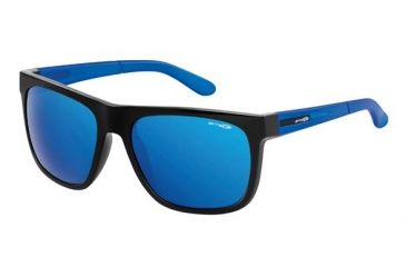 Image of Arnette Firedrill Single Vision Prescription Sunglasses, Gloss Black/Gummy Blueberry Frame, Blue Mirror Lens-AN4143-28SV