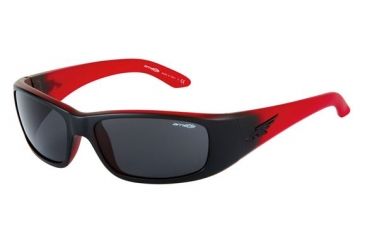 Image of Arnette Quick Draw Single Vision Prescription Sunglasses, Matte Red/Black Fade Frame, Grey Lens-AN4178-02SV