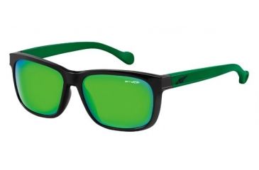 Image of Arnette Slacker Bifocal Prescription Sunglasses, Gloss Black/Green Frame, Citrus Chrome Lens-AN4196-02BI