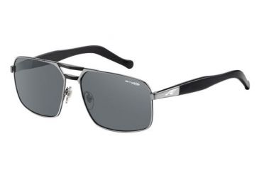 Image of Arnette Smokey Single Vision Prescription Sunglasses, Gunmetal/Black Frame, Grey Lens-AN3068-01SV