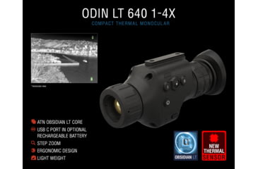 Image of ATN ODIN LT 640, 1-4x19mm Compact Thermal Viewer Sensor, Multiple Patterns &amp; Color Options Reticle, Black, TIMNODN619X