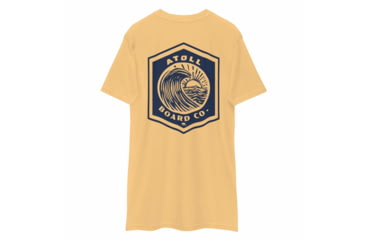 Image of Atoll Board Co Mens Heavyweight tee with Blue Atoll Wave Graphic - Vintage Gold, L - Vintage Gold,L, 6463948B38FC3Vintage-Gold-L