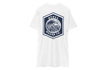 Image of Atoll Board Co Mens Heavyweight tee with Blue Atoll Wave Graphic - White, 2XL - White,2XL, 6463948B38FC3White-2XL