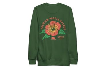 Image of Atoll Board Co Premium Crew Neck Sweatshirt with Atoll Paddle Board Island Flower Graphic - Forest Green, 2XL - Forest Green,2XL, 6441992434D68Forest-Green-2XL