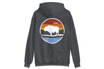 Image of Atoll Board Co Unisex Box Hoodie with Atoll Landscape Graphic - Dark Heather, L - Dark Heather,L, 62CEF7DDDE2C2Dark-Heather-L