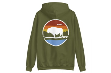 Image of Atoll Board Co Unisex Box Hoodie with Atoll Landscape Graphic - Military Green, XL - Military Green,XL, 62CEF7DDDE2C2Military-Green-XL