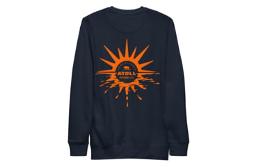 Image of Atoll Board Co Unisex Crew Neck Sweatshirt with Atoll Horizon Sunset Graphic - Navy Blazer, L - Navy Blazer,L, 6451926B946B4Navy-Blazer-L