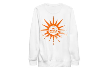 Image of Atoll Board Co Unisex Crew Neck Sweatshirt with Atoll Horizon Sunset Graphic - White, M - White,M, 6451926B946B4White-M