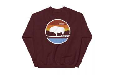 Image of Atoll Board Co Unisex Crew Neck Sweatshirt with Atoll Landscape Graphic - Maroon, XL - Maroon,XL, 636AA060D522CMaroon-XL