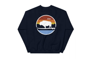 Image of Atoll Board Co Unisex Crew Neck Sweatshirt with Atoll Landscape Graphic - Navy, S - Navy,S, 636AA060D522CNavy-S